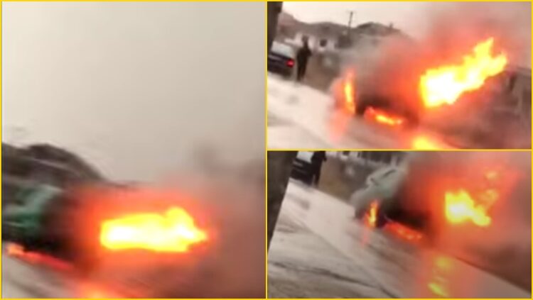 Digjet makina në Korçë, merr flakë në mes të rrugës, shpëton mrekullisht shoferi