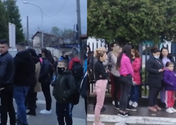 Nxënësit e shkollës 9-vjeçare në Elbasan bojkotojnë mësimin, dalin në protestë: Duam ngrohëse në klasë