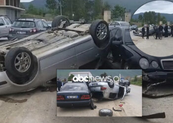 FOTO/ Shpejtësi tej normave, shoferi përplaset me tre makina në Kukës