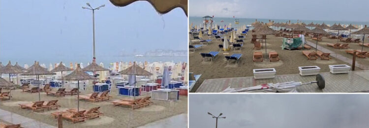 Stuhi dhe rrufe, “liqeni i ftohtë” boshatis plazhin në Durrës