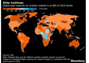 Harta, Shqipëria e vetmja në Europë me rritje të aviacionit civil në raport me parakrizën, në gusht