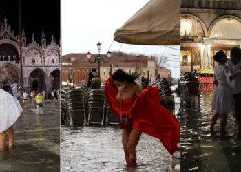 Përmbytet sheshi “San Marco”, venecianët kërcejnë në tingujt e pianos