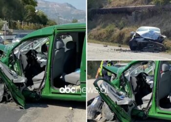 Përplasje e fortë mes makinave në Elbasan-Peqin, dy të lënduar