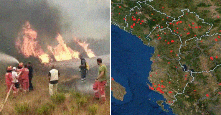 Pamjet nga satelitët e NASA-s, ku janë vatrat e zjarreve në Shqipëri dhe Europë