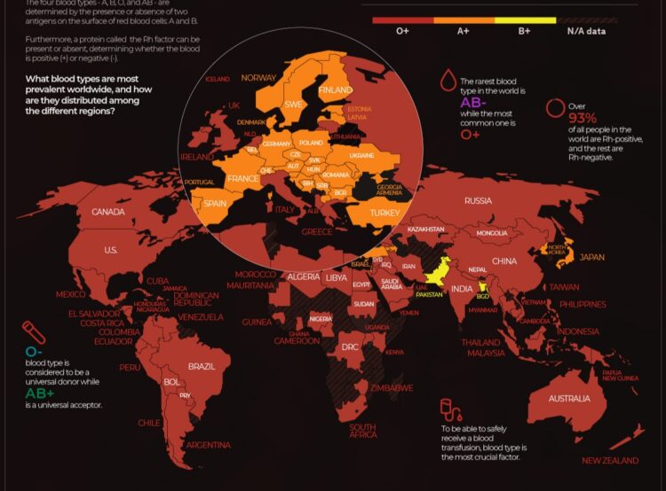 Harta globale e grupeve të gjakut, Shqipëria, nga të paktat në Europë me zero pozitiv