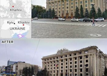 Hija e rëndë e luftës mbi qytetet ukrainase, ndryshimi drastik dhe pasojat e bombardimeve ruse në disa fotografi