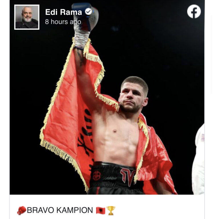 Bravo kampion!, Rama uron Florian Markun për fitoren e tij të 11-të