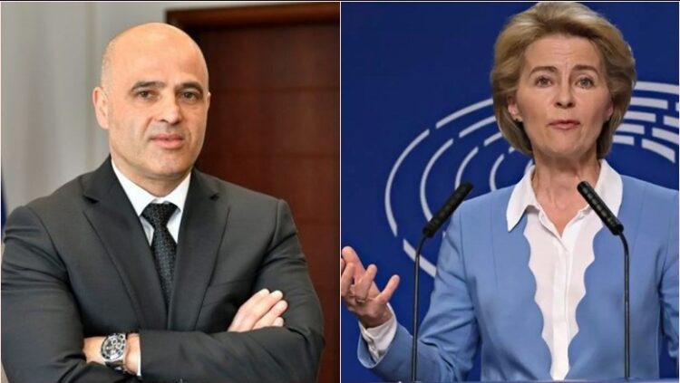 Von Der Leyen telefonon kryeministrin maqedonas: BE është gati të caktojë datën e negociatave